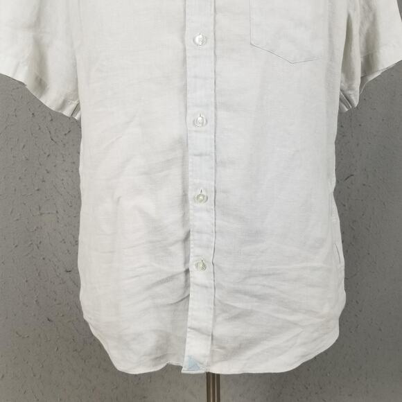 UNTUCKit Shirt Mens Large White Linen Short Sleeve Button Front Slim Fit Casual - Picture 4 of 10